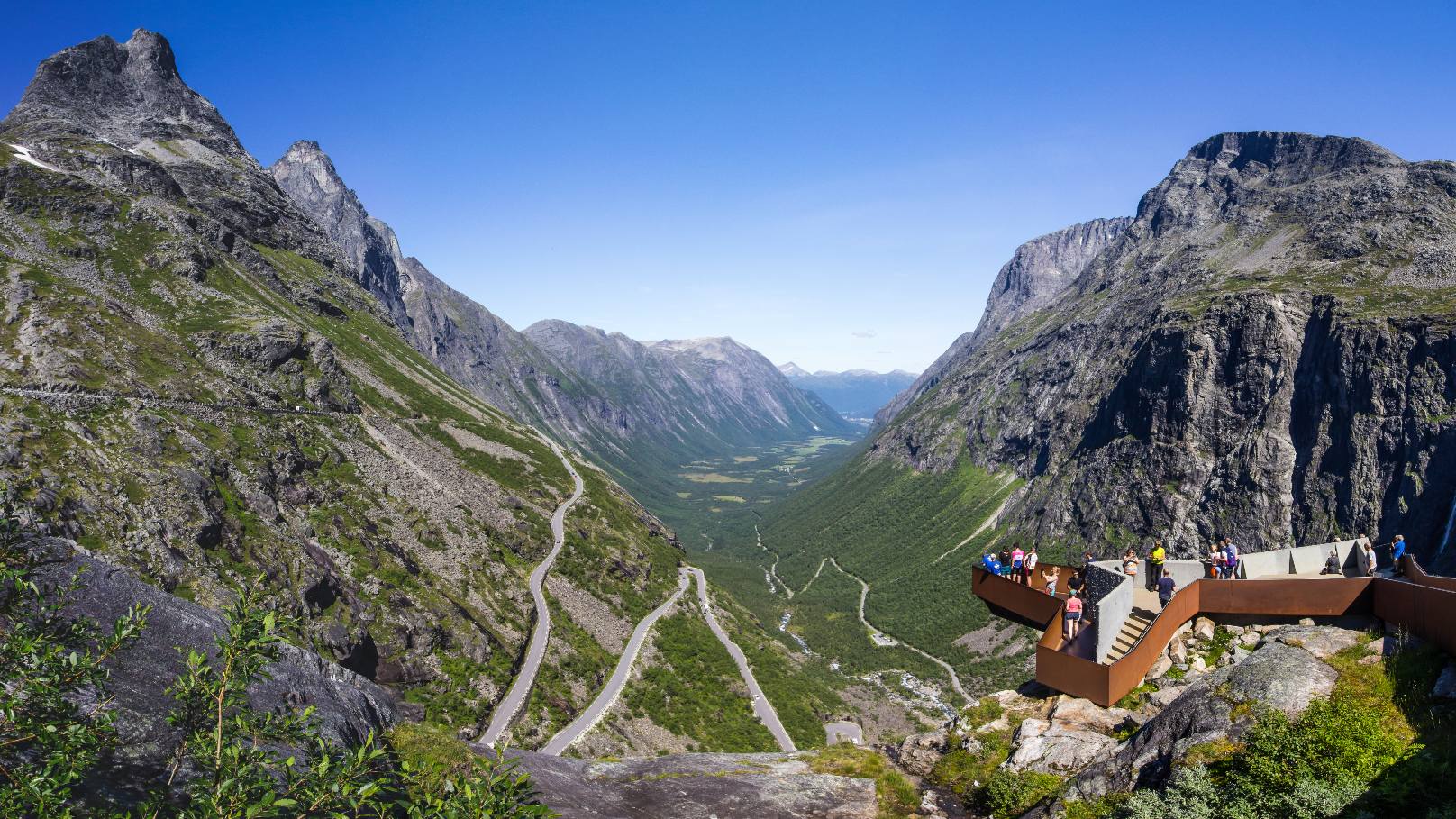 Viewpoint looking out over Norway's Trollstigen road.