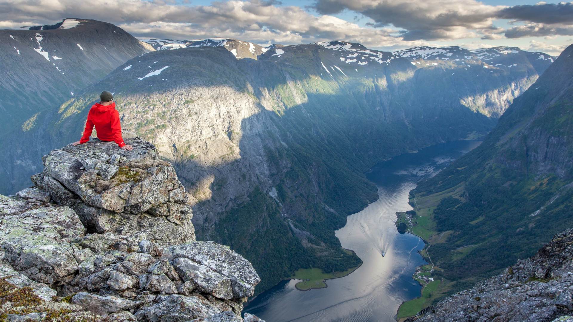 View over fjord near Gudvangen, Naeroyfjord, Norway