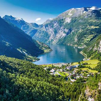 View over Geirangerfjord in Norway