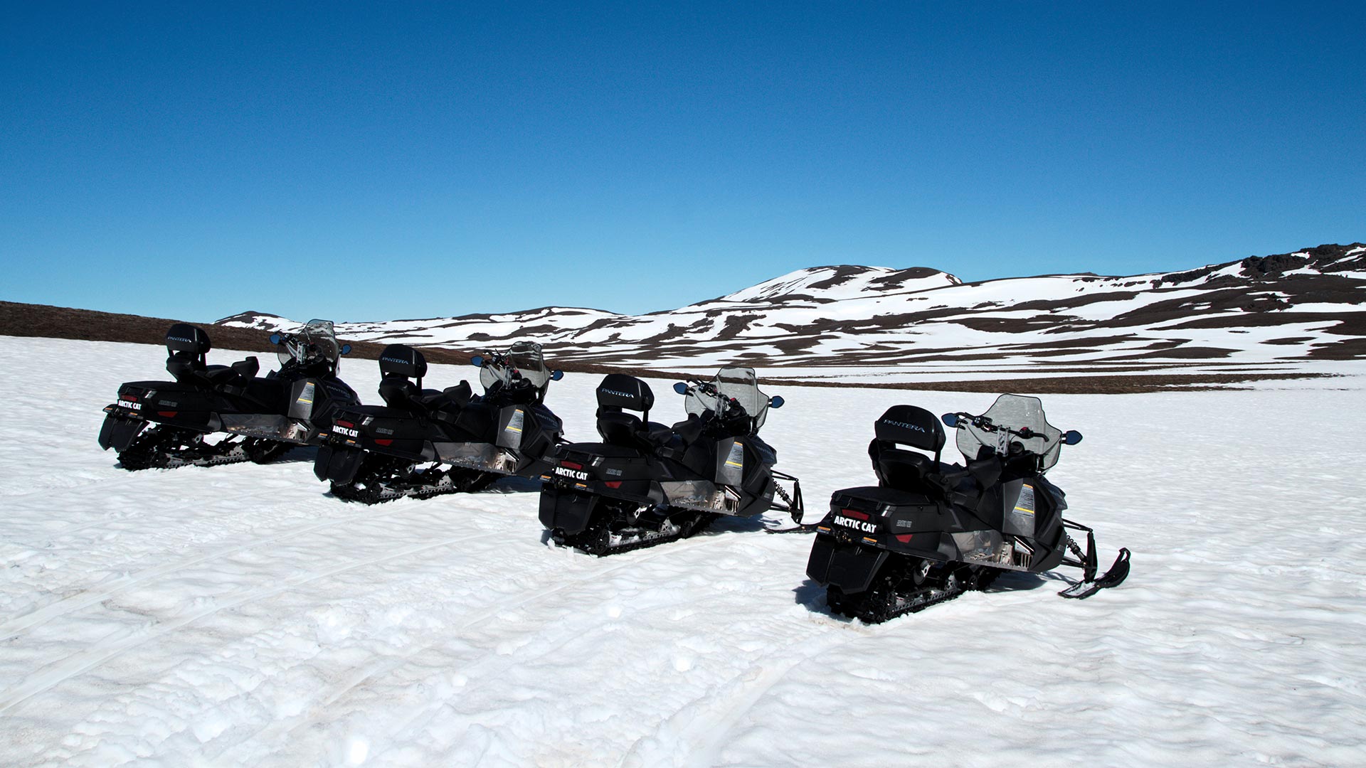 Snowmobile tour at Lake Mývatn, Iceland