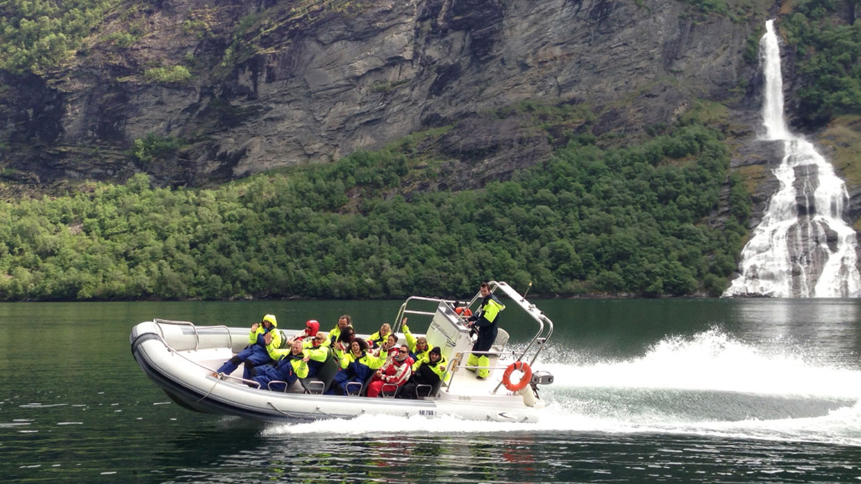 A RIB boat safari in Geirangerfjord
