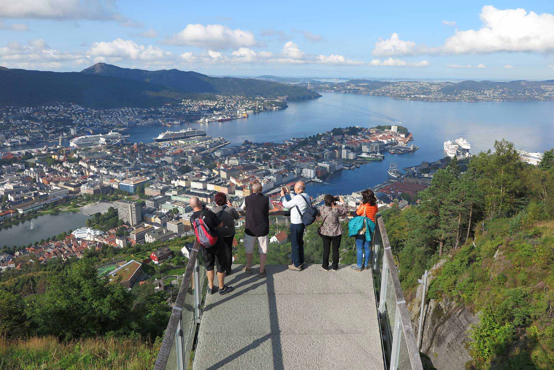 Part of the viewing platform of Mount Fløyen in Bergen, Norway