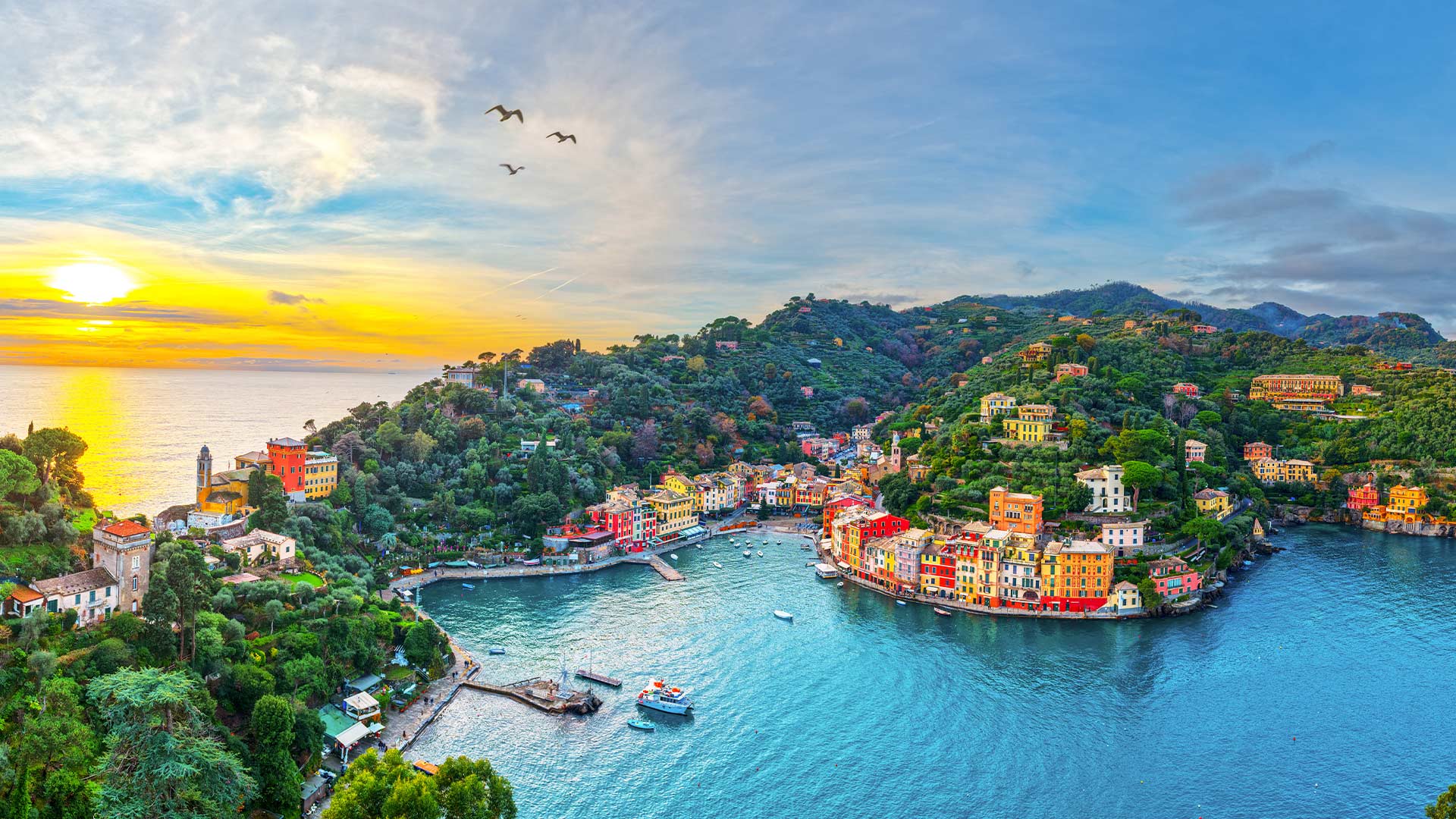 Aerial view of Portofino coastal landscape Liguria Italy?400x200;crop