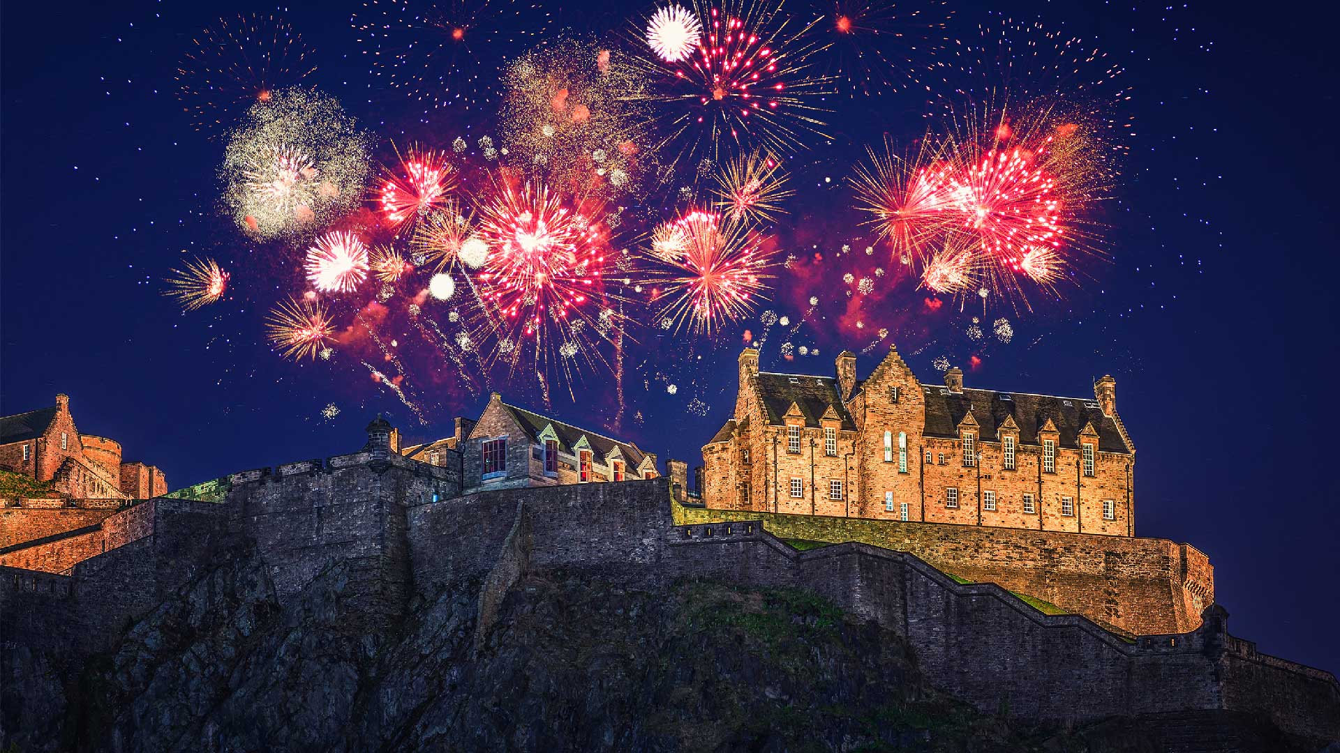 Fireworks over Edinburgh Castle on New Year's Eve