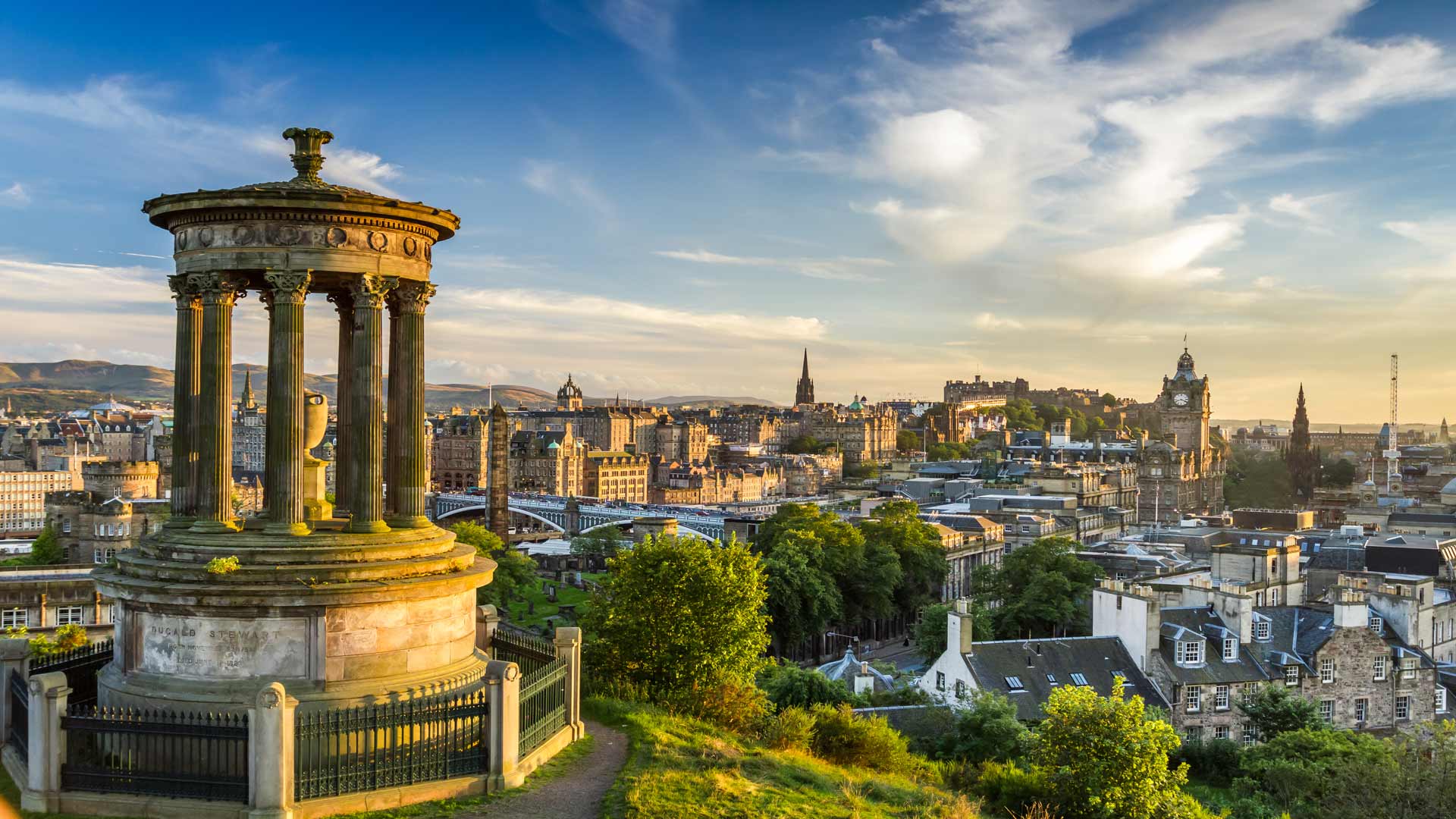 Calton Hill viewpoint in Edinburgh, Scotland