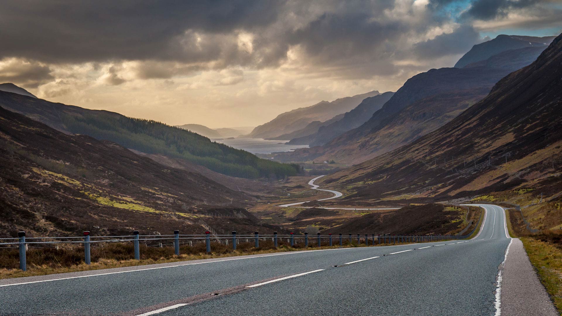 view of a winding road in glen docherty in torridon