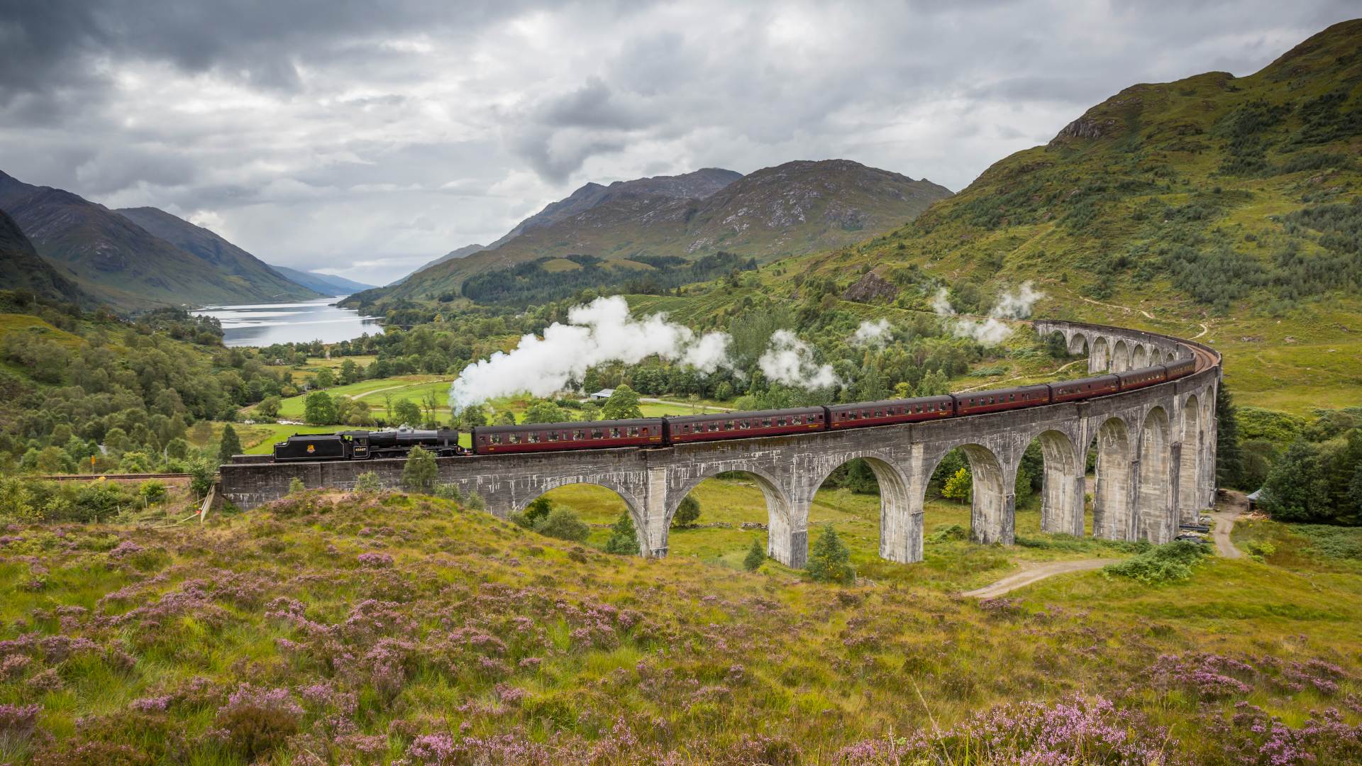 View of the Glenfinnan Viaduct by the Glenfinnan Station Museum