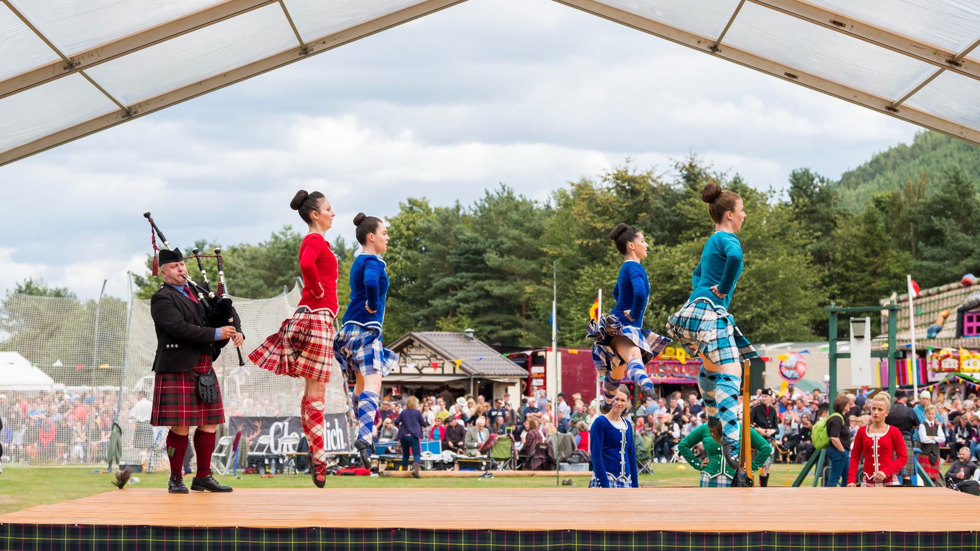 Highland dancers at the Ballater Highland Games, Scotland