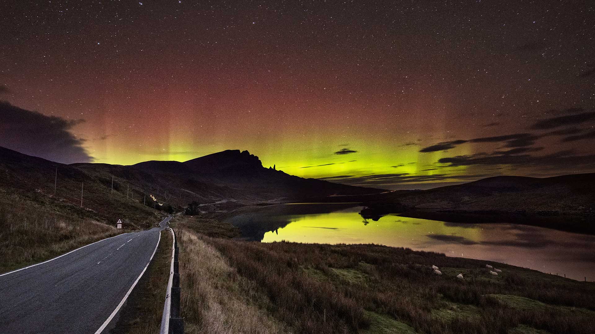 Northern lights on the Isle of Skye, Scotland