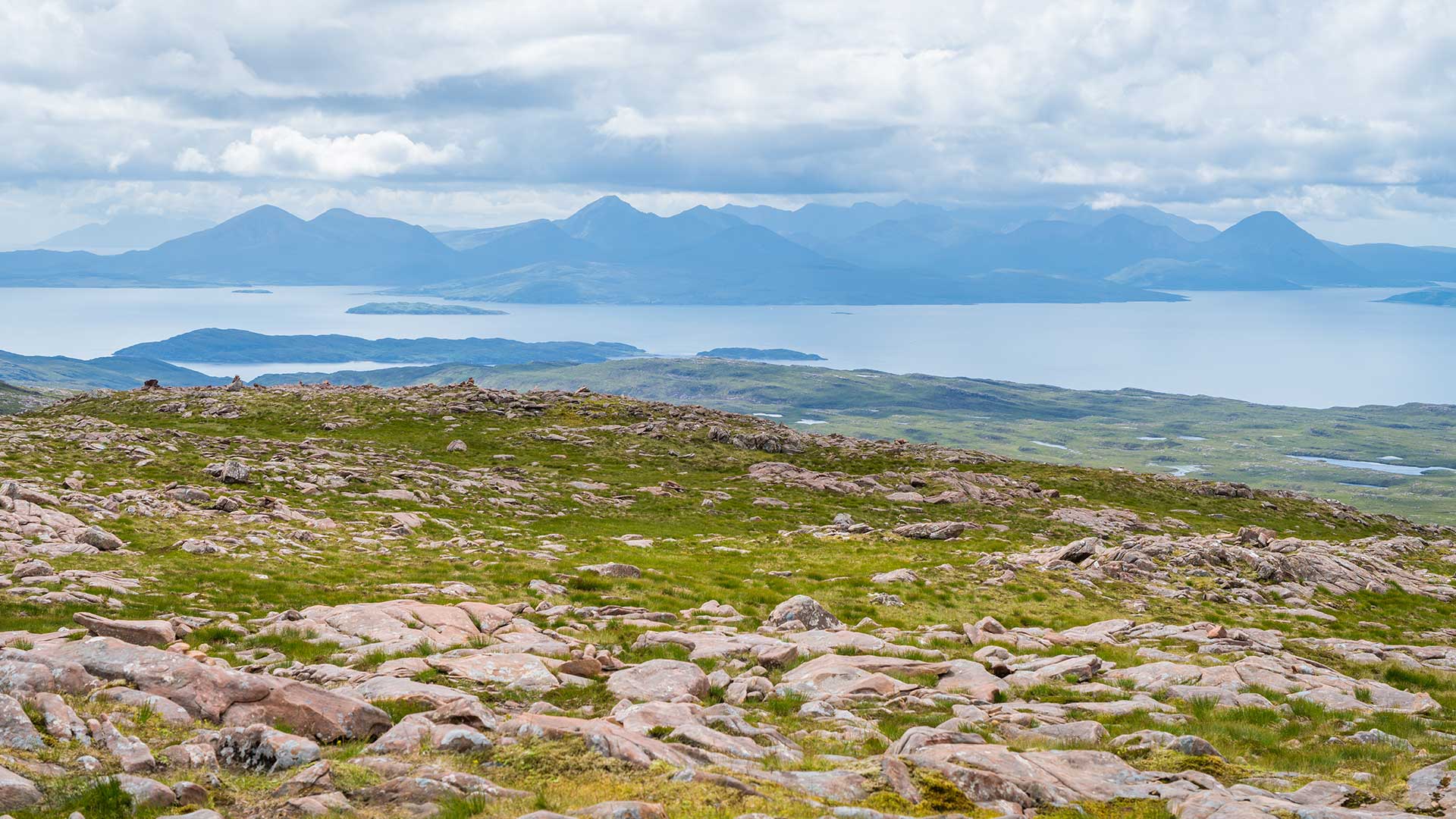 view of the islands and sea from bealach an ba