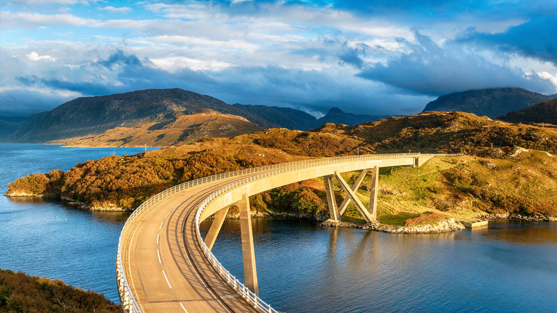 sunlight bathing the kylesku bridge scotlan