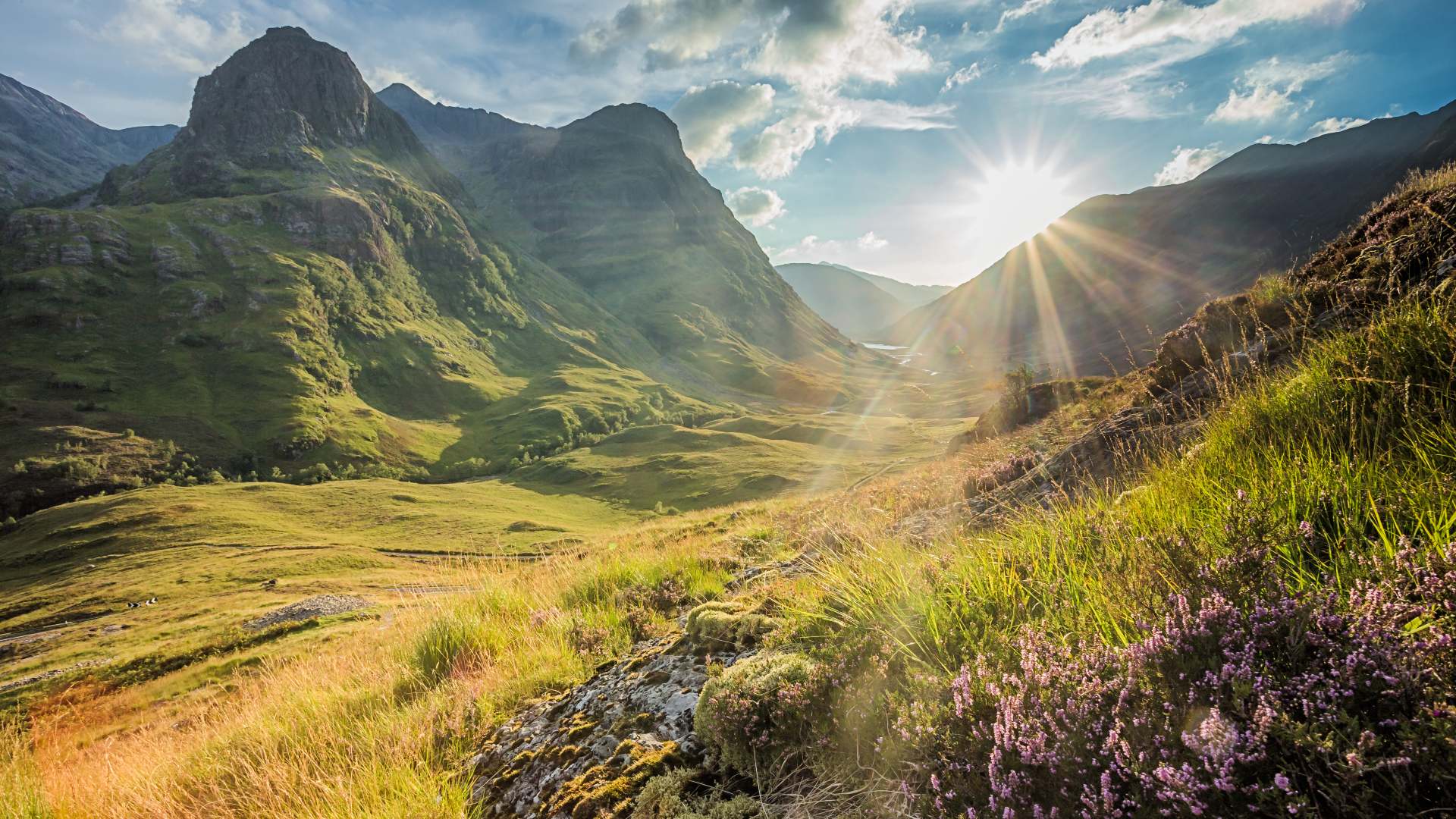 Valley view below the mountains of Glen Coe