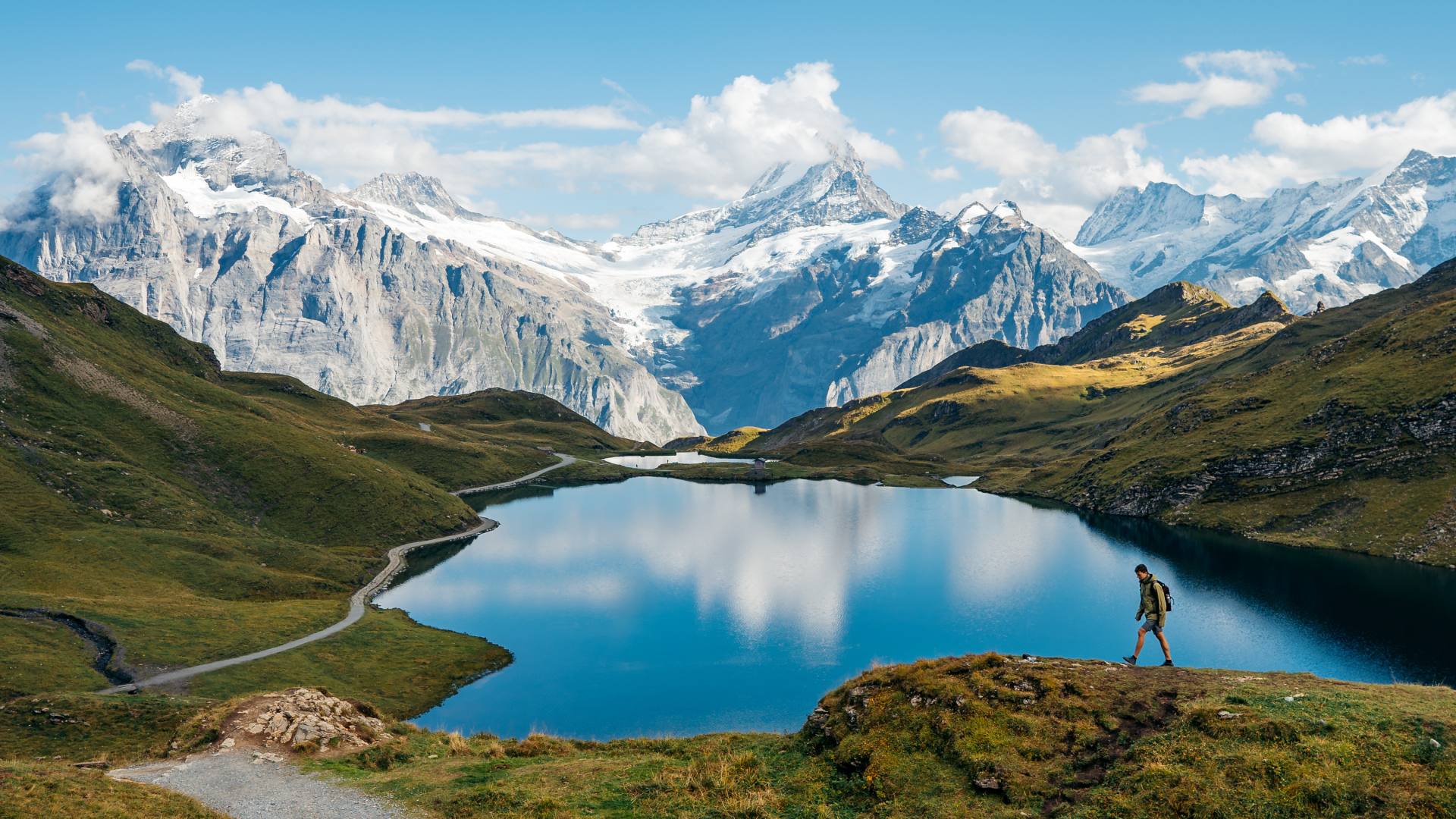 Hiker at Bachalpsee, Switzerland