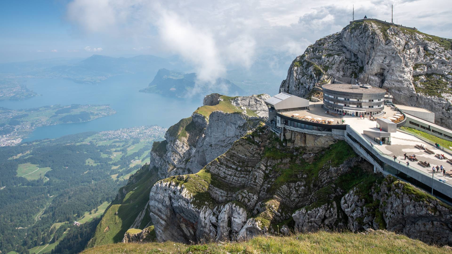 Observation deck on Mount Pilatus, overlooking Lake Lucerne, Switzerland