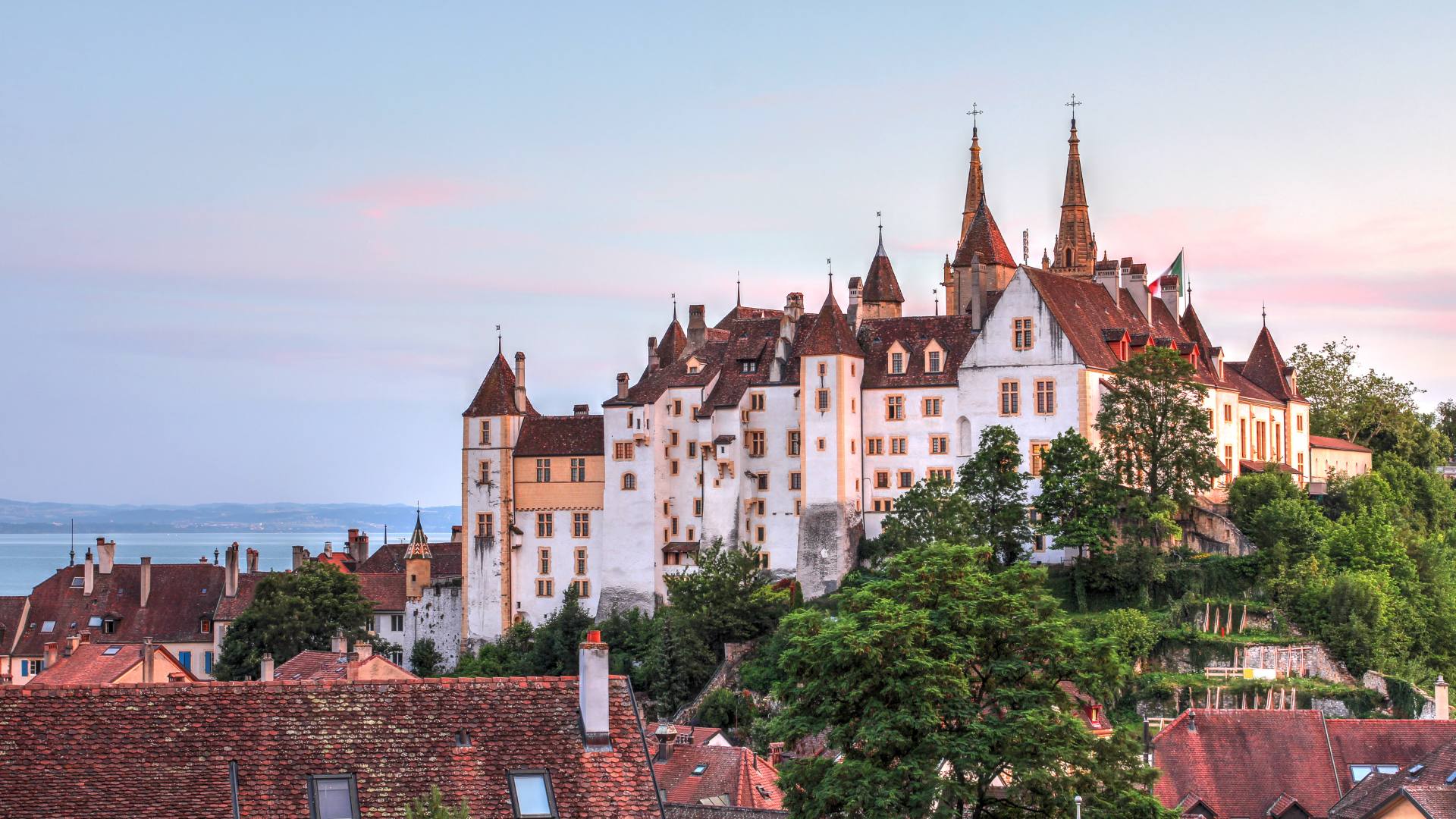 Neuchâtel Castle above the town in Switzerland