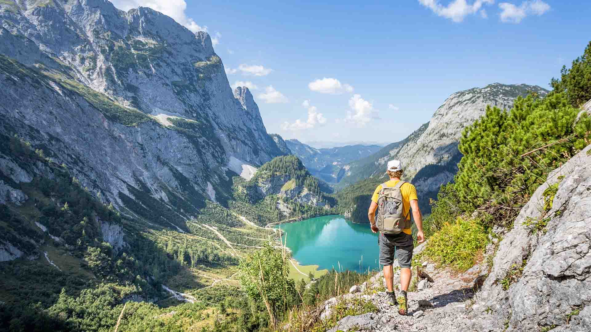 Person hiking in the Alps