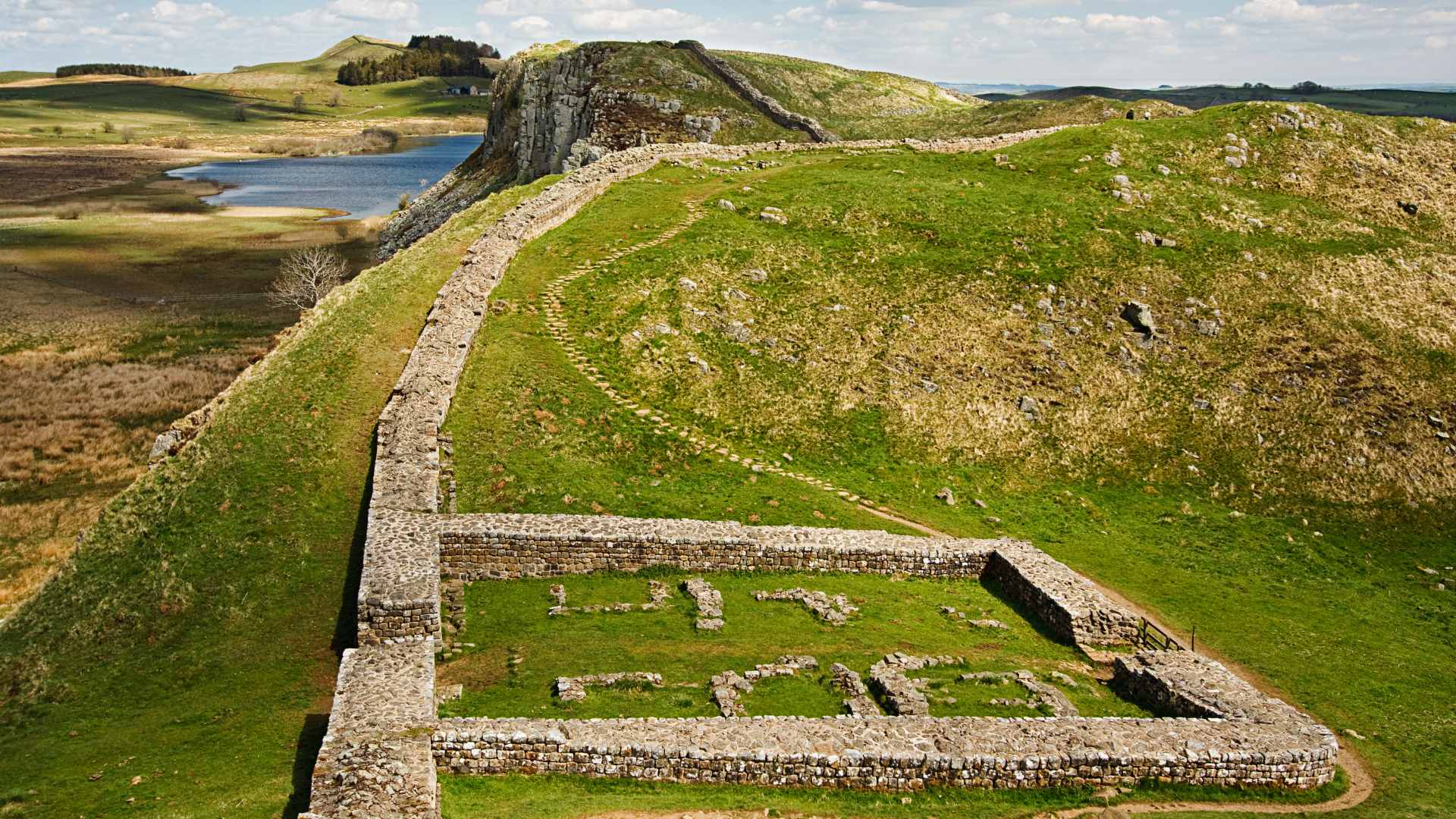 Birds eye view over Milecastle 39 on Hadrian's Wall