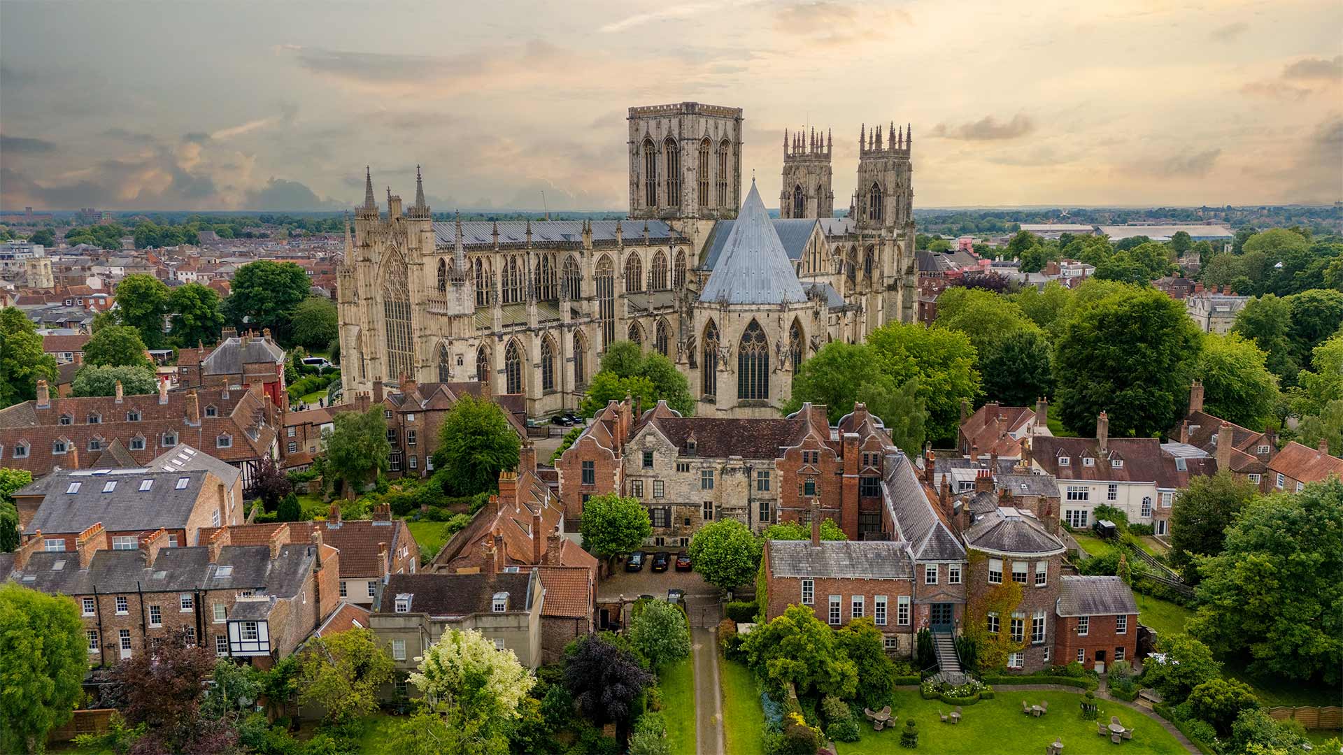 Aerial view of York Minster cathedral