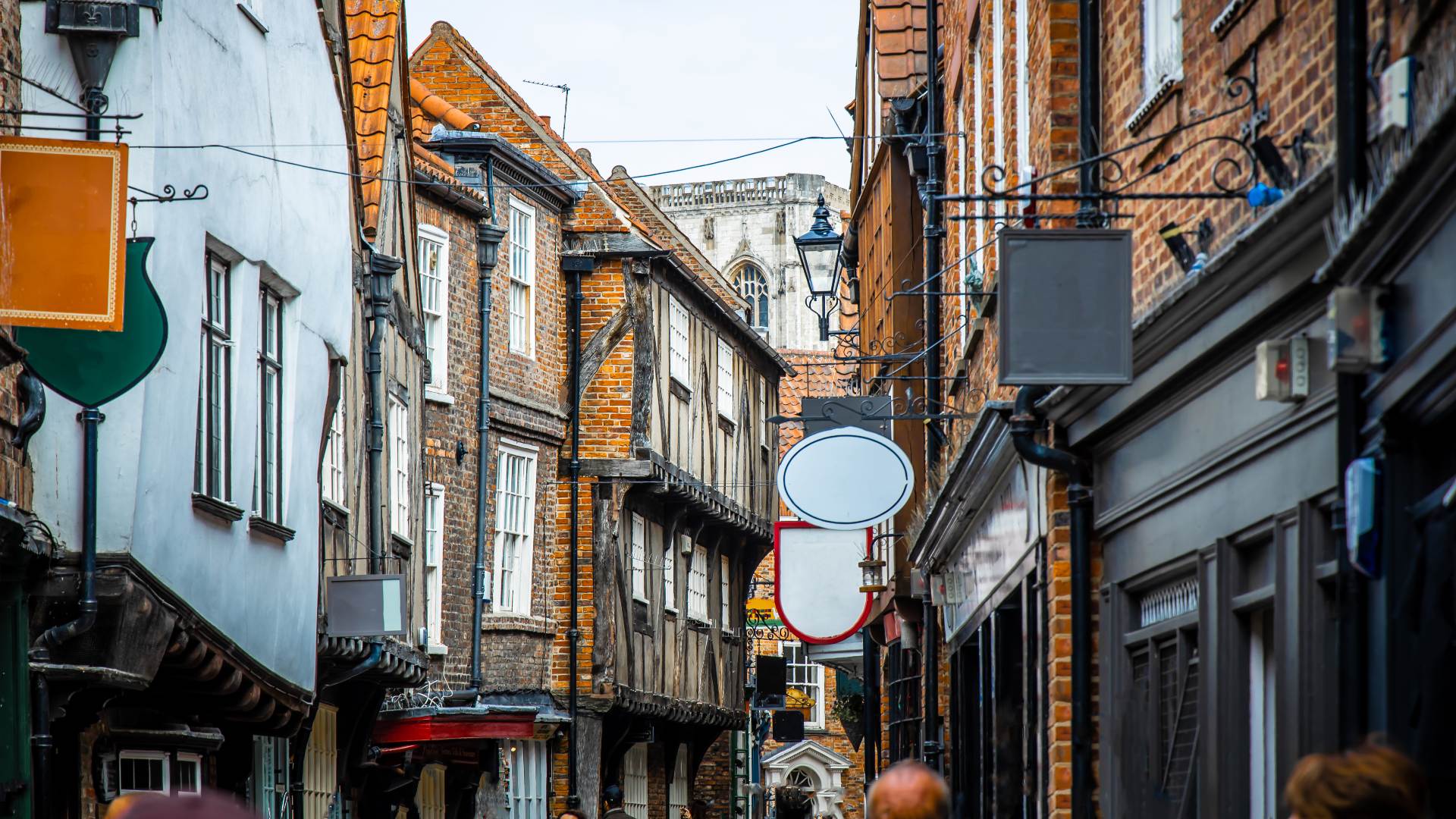 Medieval street of Shambles in York England