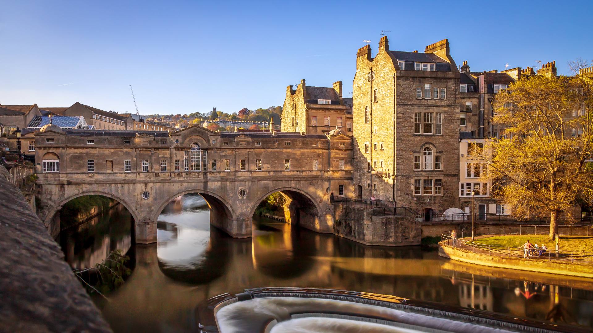 A striking old stone bridge over the river Avon.