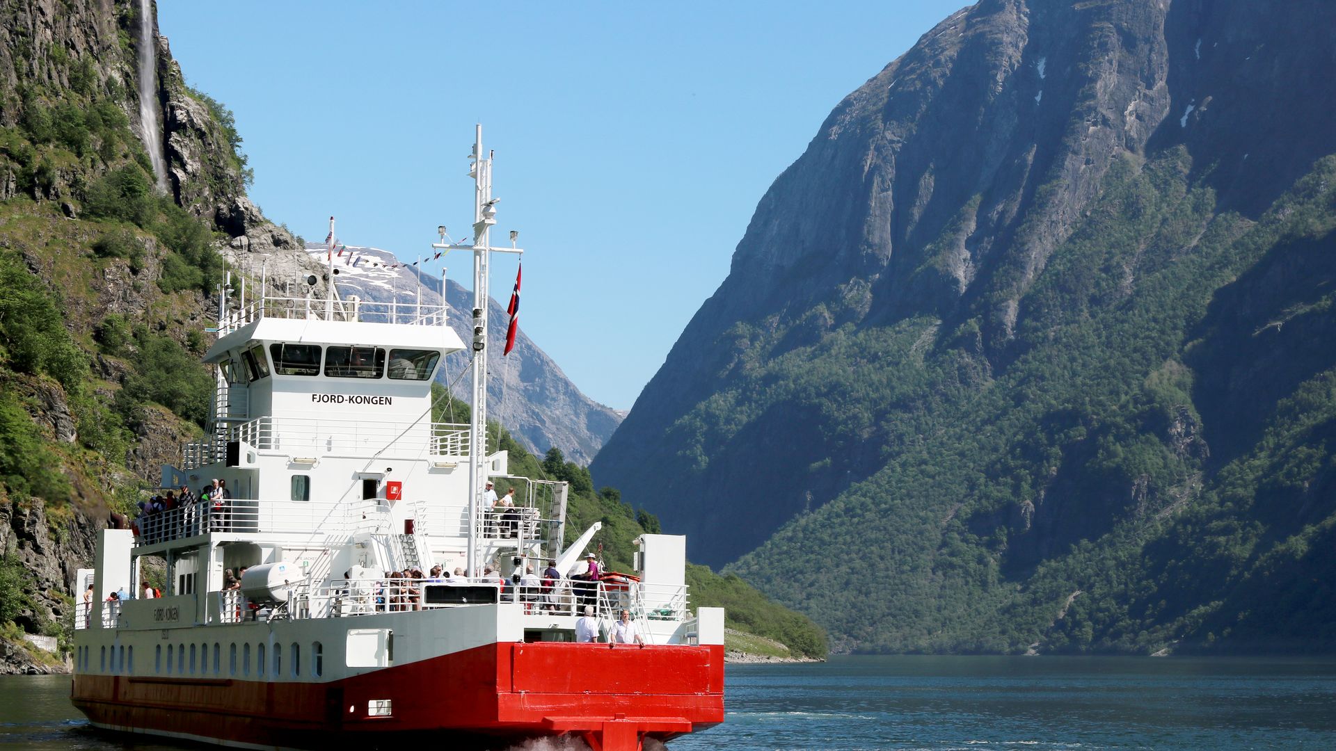 Entering the Nærøyfjord from Gudvangen, Norway