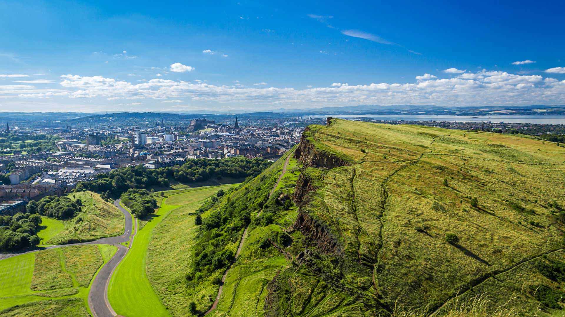 Edinburgh and Green Hills during Summer